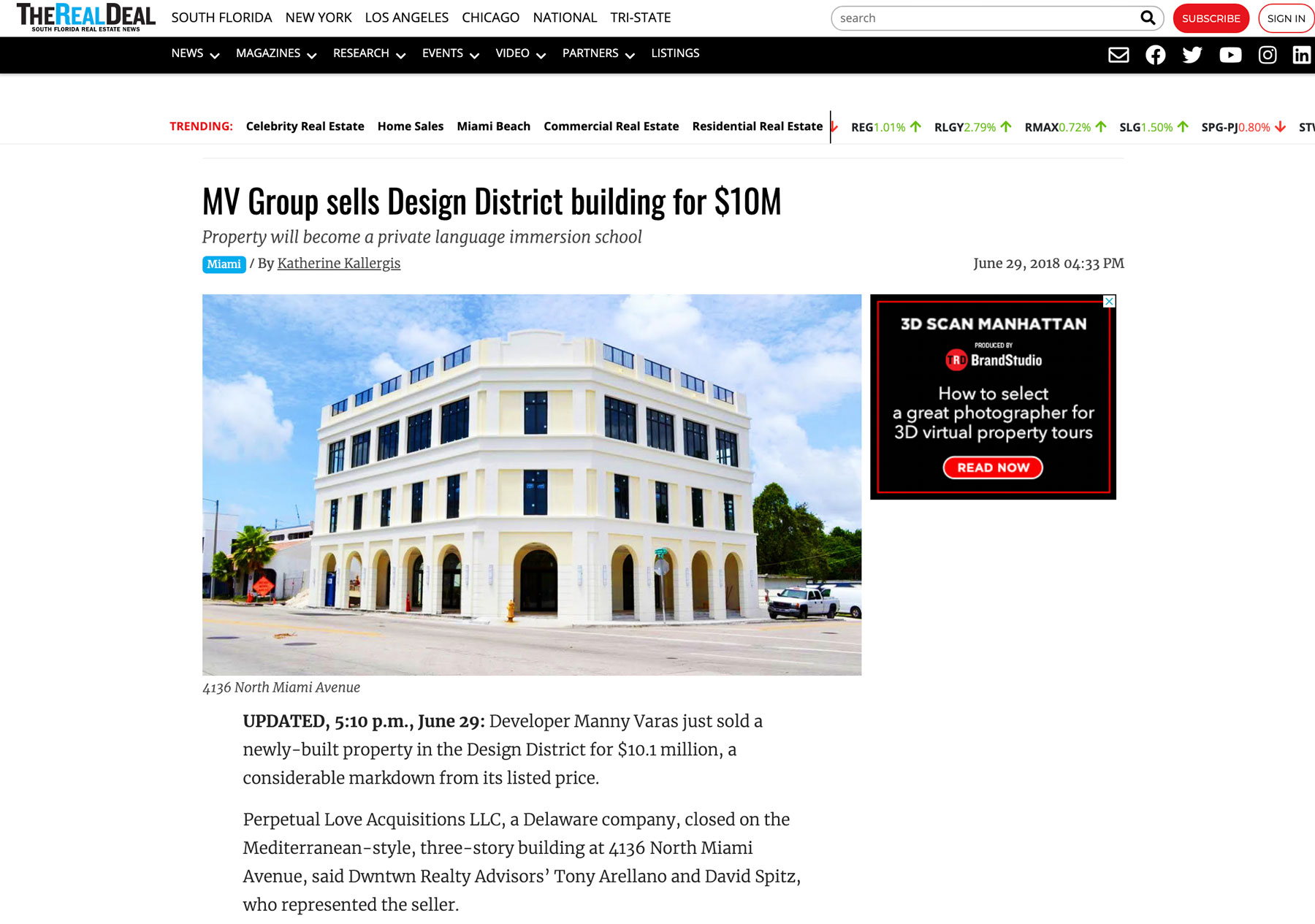 The Real Deal – MV Group Vende El Edificio Design District Por $ 10 Millones