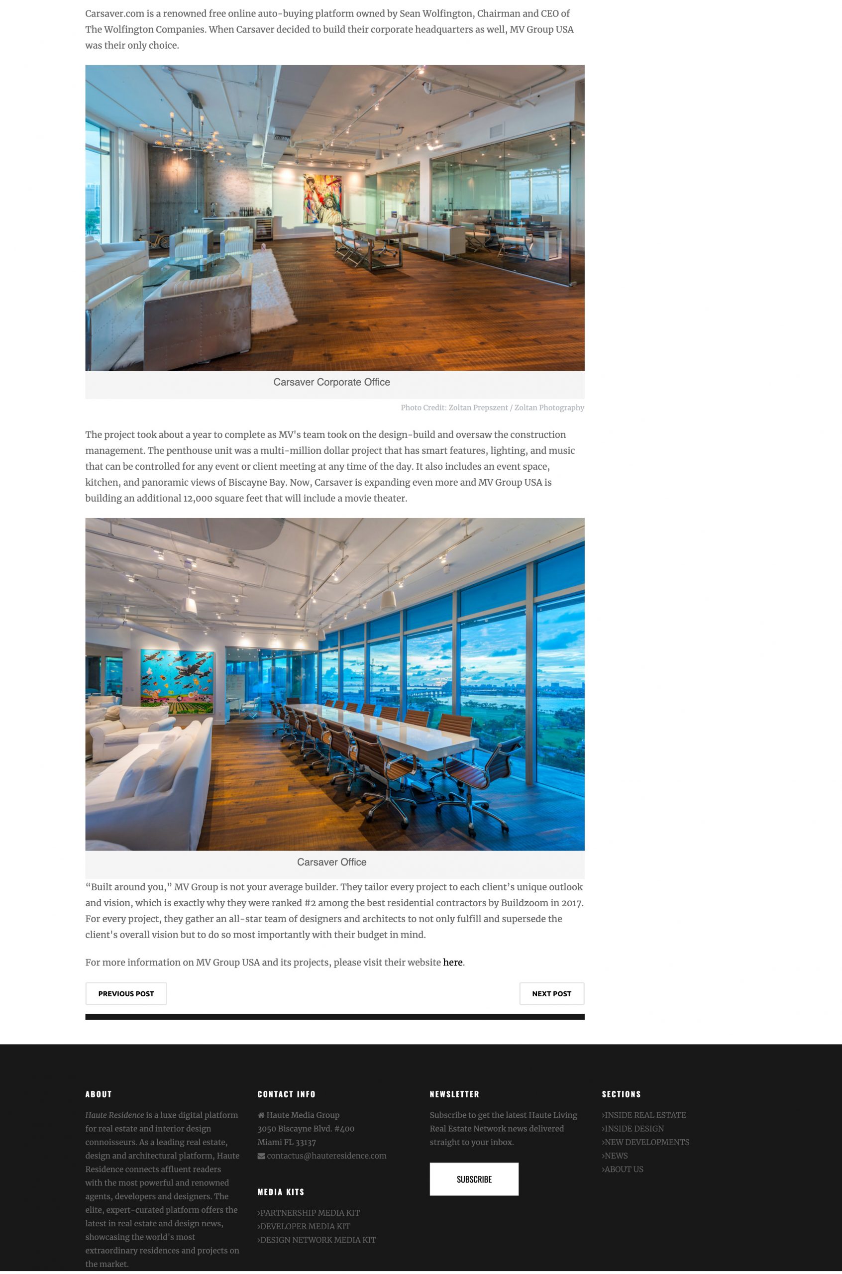 Haute Residence – MV Group USA Builds Corporate Headquarters For The Nations Top Firms