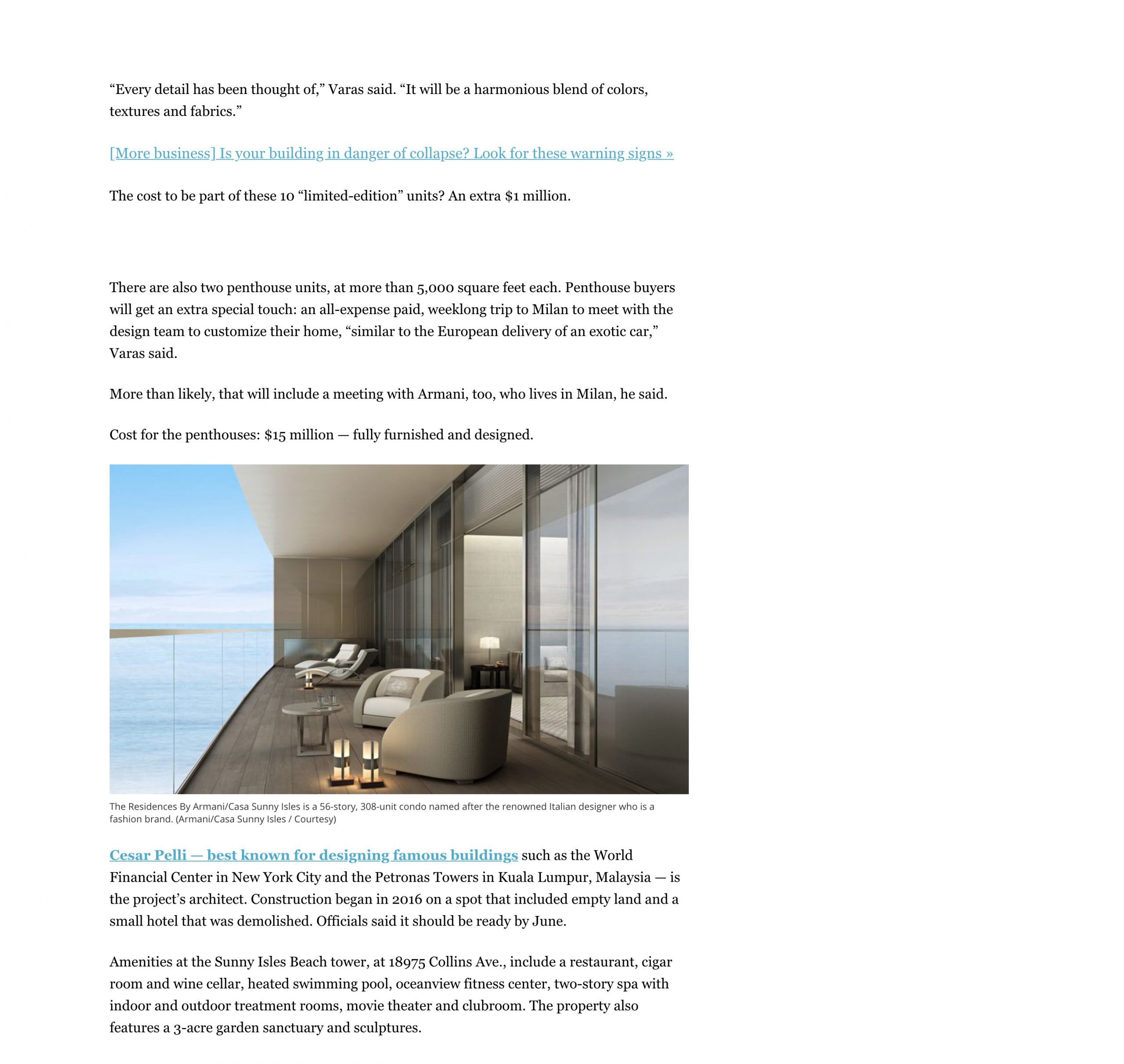 SunSentinel – Multimillion-dollar luxury condos carry the Armani name