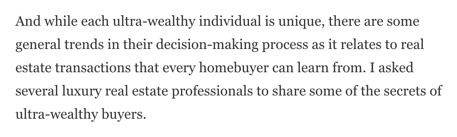 What You Can Learn From Ultra-Wealthy Buyers Before Purchasing A Home